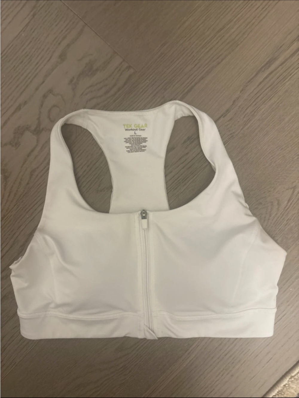 Tek Gear White Front-Zip Sports Bra - Women's Activewear large